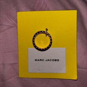 Marc Jacobs Cream and Gold Logo Ring Size 7